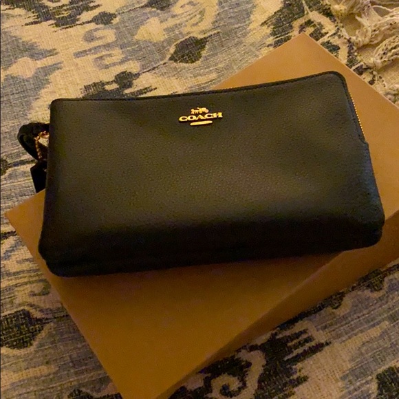 Black coach clutch with gold zipper NWot